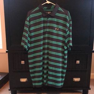 Green and navy under armor polo